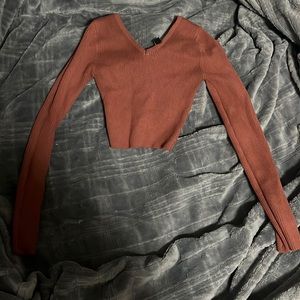 Rust color cropped long sleeve size small